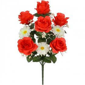 Искусственные цветы букет роза и ромашка, 53см  0117/Р изображение 3521