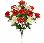 Искусственные цветы букет атласных роз с орхидеями, 55 см  663 изображение 1