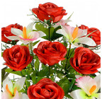 Искусственные цветы букет атласных роз с орхидеями, 55 см  663 изображение 2