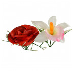Искусственные цветы букет атласных роз с орхидеями, 55 см  663 изображение 3