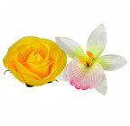 Искусственные цветы букет атласных роз с орхидеями, 55 см  663 изображение 4
