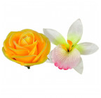 Искусственные цветы букет атласных роз с орхидеями, 55 см  663 изображение 6