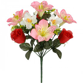 Штучні квіти букет композиція лілії, орхідеї, троянди, 33см 395 зображення 2555