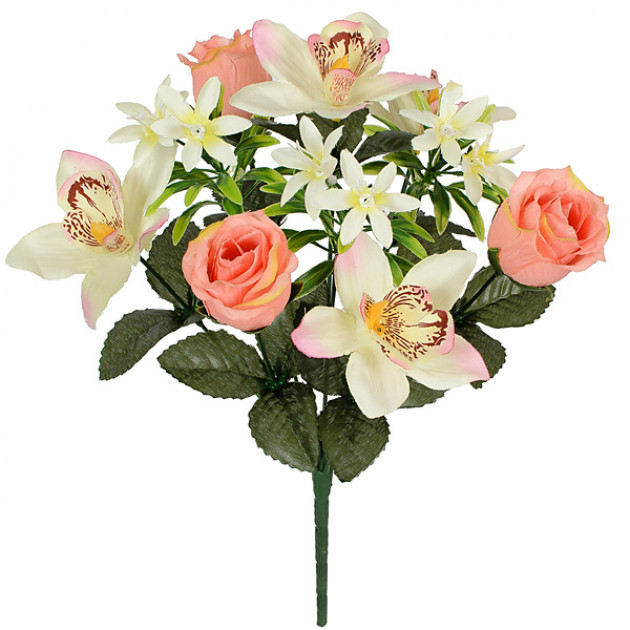 Искусственные цветы букет композиция орхидея, бутон розы, лилия, 35см  396 изображение 2489