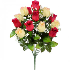 Штучні квіти букет бутон троянд кашка Двійнята, 53см 398 зображення 2449