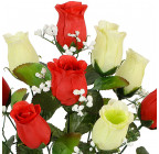 Штучні квіти букет бутони троянд з гіпсофілою, 47см 399 зображення 2