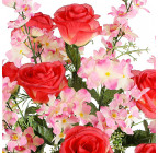 Искусственные цветы букет композиция розы с гладиолусом и геранью, 69см  9004 изображение 2