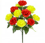 Штучні квіти букет чайних троянд двоколірних, 48см 972/Р зображення 1