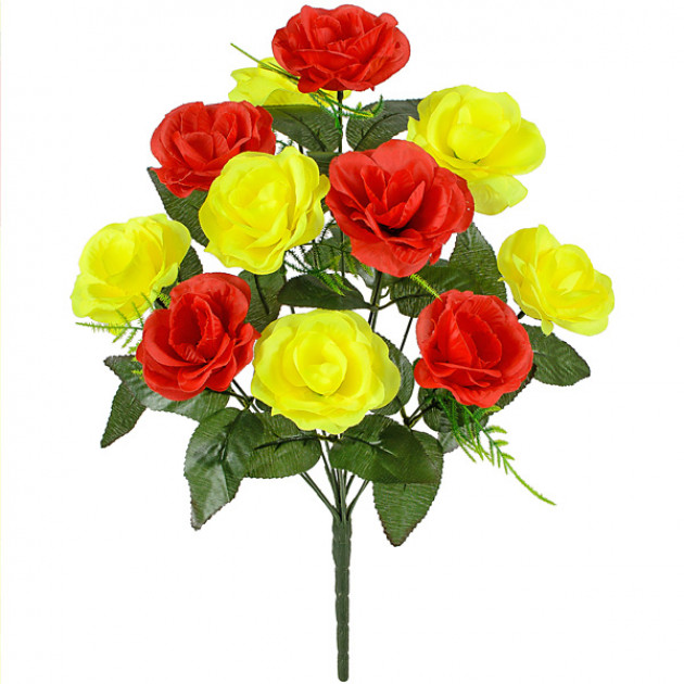 Искусственные цветы букет чайных роз двухцветных, 48см  972/Р изображение 3569
