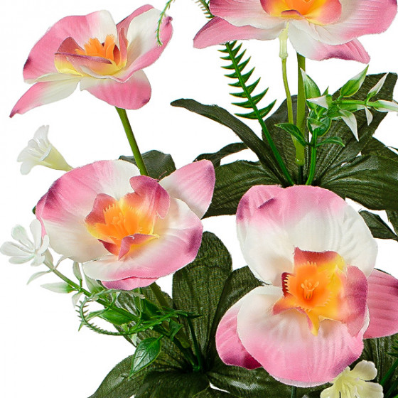 Искусственные цветы букет орхидеи декор с пластмассовыми колокольчиками, 41см  5014 изображение 11