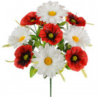 Искусственные цветы букет мак с ромашками, 50см 831/Р изображение 1