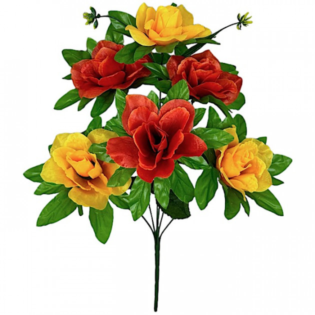 Штучні квіти букет троянди атласні з зеленою підкладкою, 45см 8028 зображення 2469