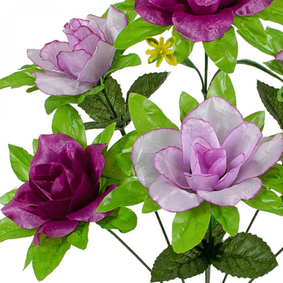 Искусственные цветы букет розы атласные с зеленой подложкой, 45см  8028 изображение 8