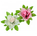Искусственные цветы букет розы атласные с зеленой подложкой, 45см  8028 изображение 4