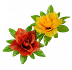 Искусственные цветы букет розы атласные с зеленой подложкой, 45см  8028 изображение 7