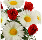 Искусственные цветы букет бархатных бутонов роз и ромашек, 53см  444 изображение 2