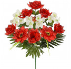 Искусственные цветы букет комбинированный роз, герани и гербер, 54см  778 изображение 2
