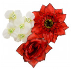 Штучні квіти букет комбінований троянд, герані і гербер, 54см 778 зображення 12