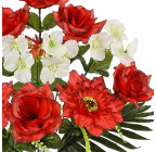 Искусственные цветы букет комбинированный роз, герани и гербер, 54см  778 изображение 3