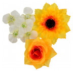Штучні квіти букет комбінований троянд, герані і гербер, 54см 778 зображення 5