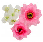 Штучні квіти букет комбінований троянд, герані і гербер, 54см 778 зображення 6