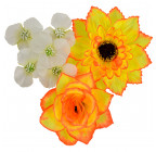 Искусственные цветы букет комбинированный роз, герани и гербер, 54см  778 изображение 8