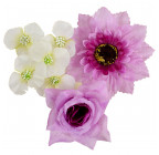 Штучні квіти букет комбінований троянд, герані і гербер, 54см 778 зображення 9