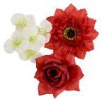 Искусственные цветы букет комбинированный роз, герани и гербер, 54см  778 изображение 10