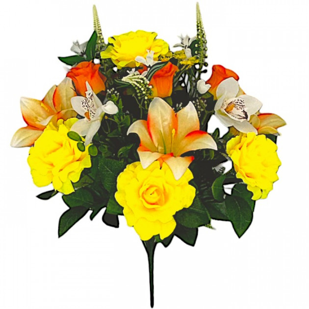 Штучні квіти букет мікс троянди, орхідеї, лілії, 56см 338 зображення 4416