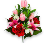 Искусственные цветы букет микс тюльпаны, розы, лилии, 55см  339 изображение 3