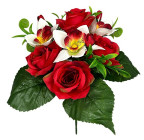 Искусственные цветы букет микс орхидеи, розы, 32см  341 изображение 1
