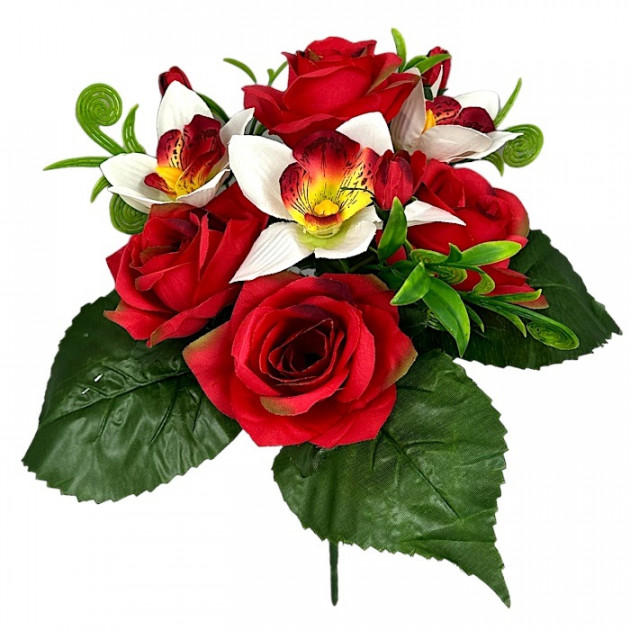 Искусственные цветы букет микс орхидеи, розы, 32см  341 изображение 4419