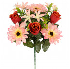 Искусственные цветы букет композиция розы, герберы, лилии, 32см  360 изображение 1