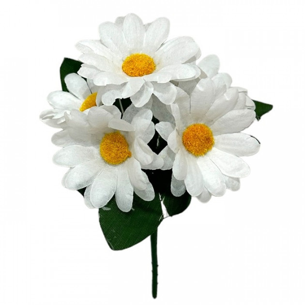 Штучні квіти букет ромашки білі заливка, 18см 6016 зображення 4311