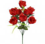Искусственные цветы букет бутонов роз раскрытых красных, 48см  0052К изображение 1