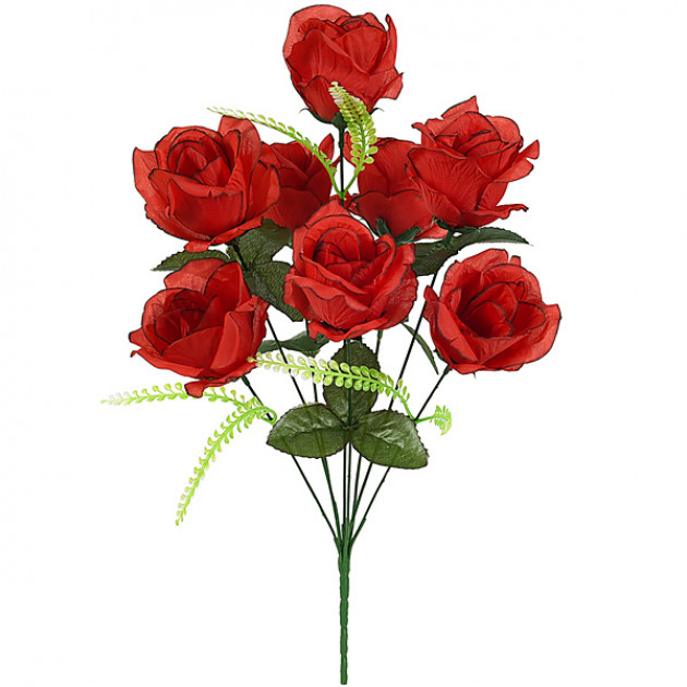 Искусственные цветы букет бутонов роз раскрытых красных, 48см  0052К изображение 3671