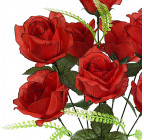Искусственные цветы букет бутонов роз раскрытых красных, 48см  0052К изображение 2