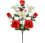 Искусственные цветы букет лилии и розы, 54см  7060 изображение 2