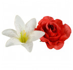 Штучні квіти букет лілії і троянди, 54см 7060 зображення 13