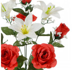 Искусственные цветы букет лилии и розы, 54см  7060 изображение 3