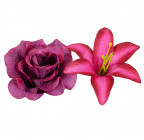 Искусственные цветы букет лилии и розы, 54см  7060 изображение 6