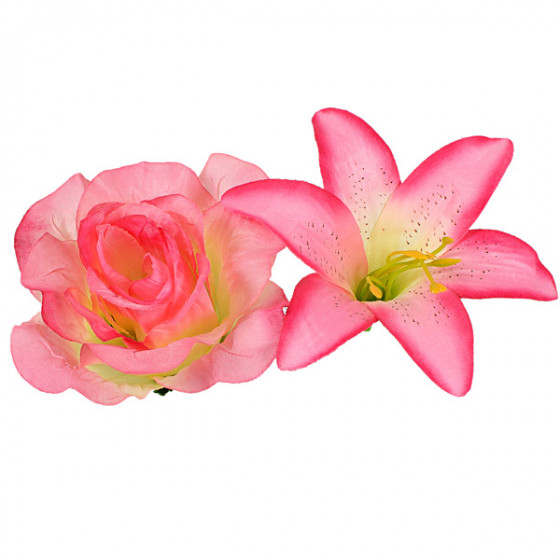 Искусственные цветы букет лилии и розы, 54см  7060 изображение 13