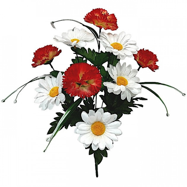 Искусственные цветы букет гвоздики с ромашками, 45см  7139 изображение 4389