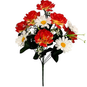Искусственные цветы букет розы атласные с ромашками, 53см  7149 изображение 4366