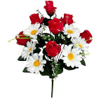 Искусственные цветы букет розы с ромашками, 55см  7152 изображение 1