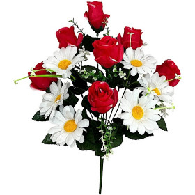 Искусственные цветы букет розы с ромашками, 55см  7152 изображение 4369