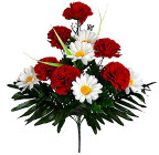 Искусственные цветы букет бархатные гвоздики с ромашками, 60см  7157 изображение 1