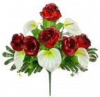 Штучні квіти букет троянди і кали на папороті, 56см 5605 зображення 2