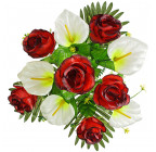 Штучні квіти букет троянди і кали на папороті, 56см 5605 зображення 13
