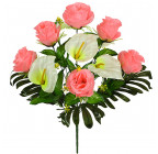 Штучні квіти букет троянди і кали на папороті, 56см 5605 зображення 3